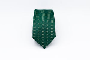 Green Micro Polka Dot White Tie