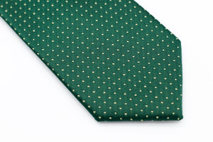 Gravata verde de bolinhas brancas